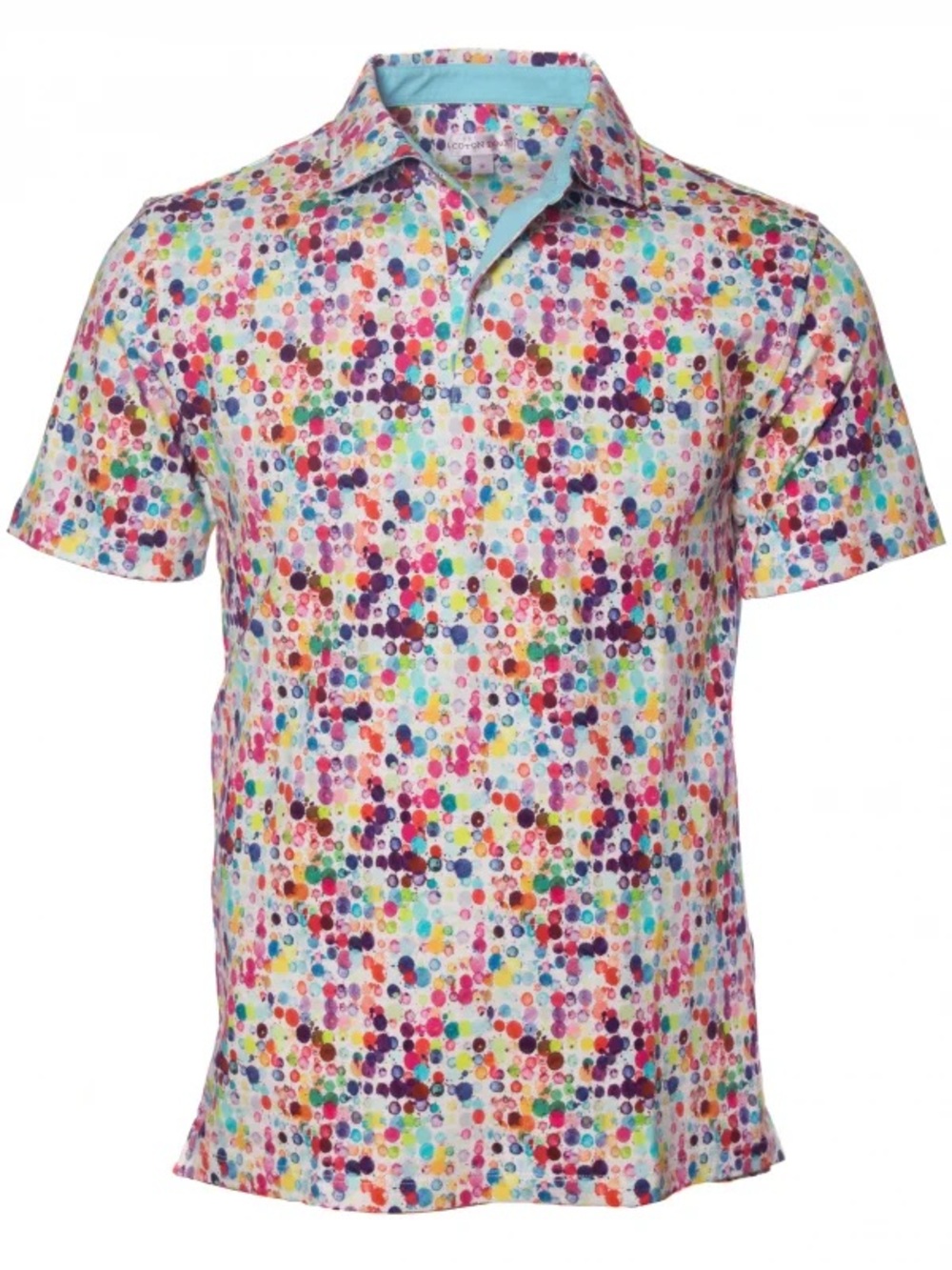 Men's Multicolor Dot-Print Polo Shirt